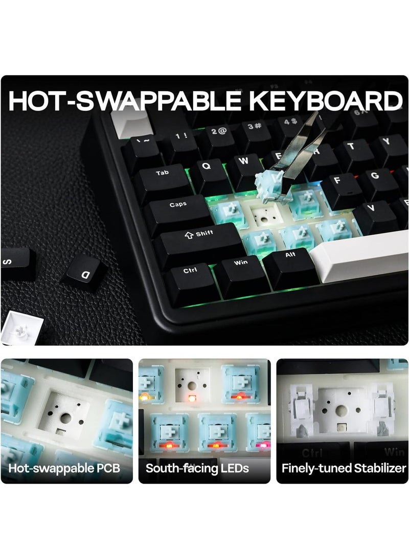 EPOMAKER TH99 Wireless Mechanical Keyboard with Lubed Silent Switch, Quiet Gaming Keyboard, 8000mAh,Creamy Gasket,RGB Backlit,Numpad,PBT Keycap,Hot Swappable,for Gamers/Office (Black) - Image 5